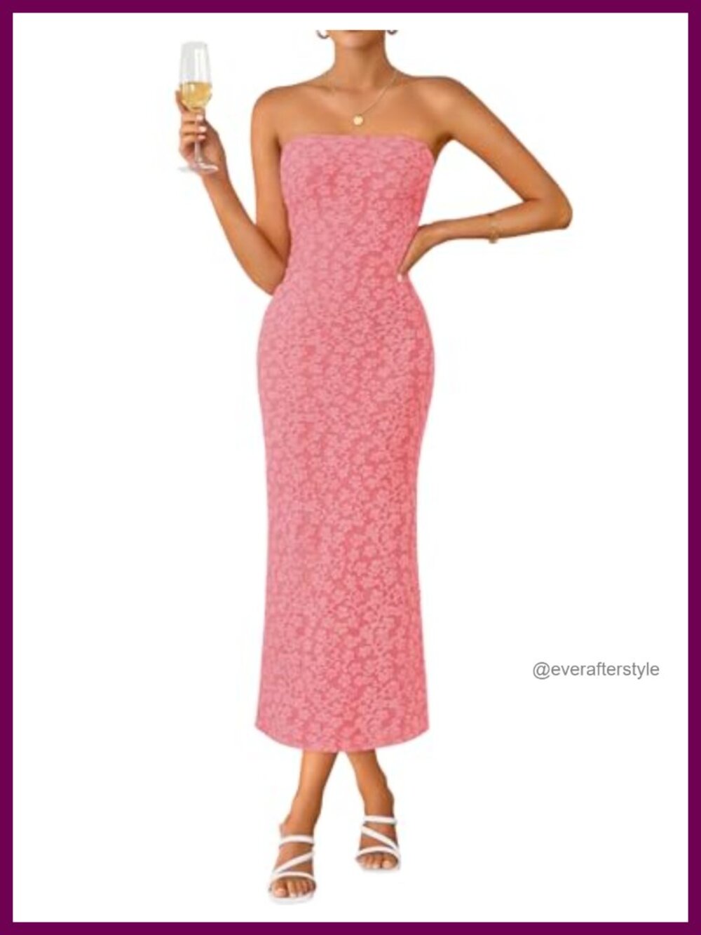 Floral Strapless Bodycon Midi Dress Backless Summer Party Wedding Guest